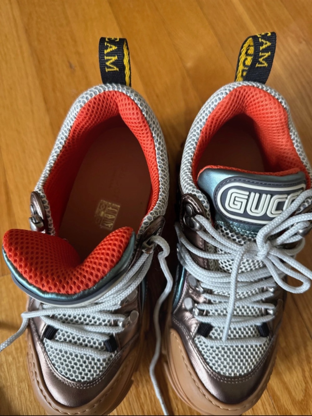 Gucci Metallic Brown, Blue & Orange Chunky Sneakers - Picture 5 of 8